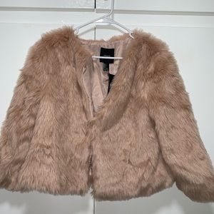 Beige/pink feaux fur jacket